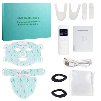 8 Colors Facial LED Mask with Neck Red Light Near Infrared Therapy Beauty Mask Anti Aging Skin Rejuvenation Lifting Whitening