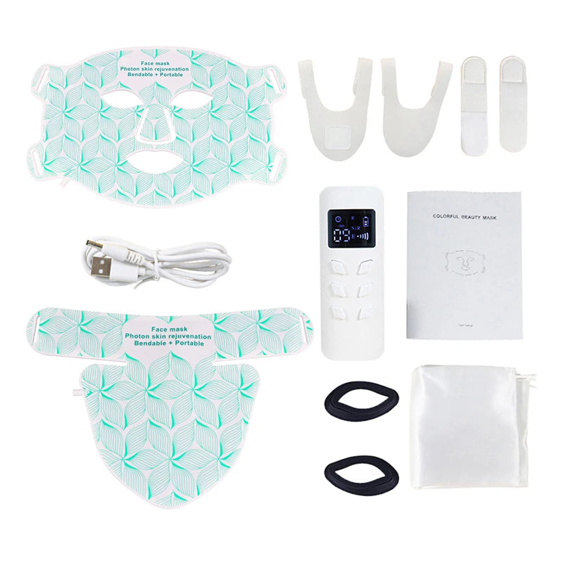 8 Colors Facial LED Mask with Neck Red Light Near Infrared Therapy Beauty Mask Anti Aging Skin Rejuvenation Lifting Whitening