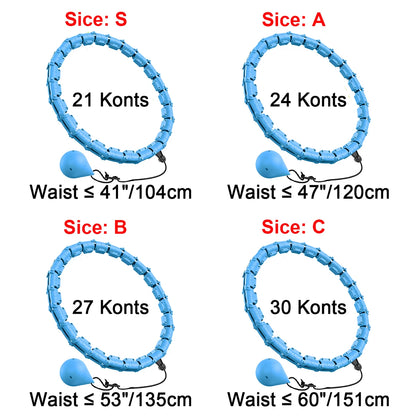 21/24/27/30 Knots Blue Weighted Hula Circle Sport Hoops Weight Loss Plus Size Smart Exercise Adjustable with Detachable Knots